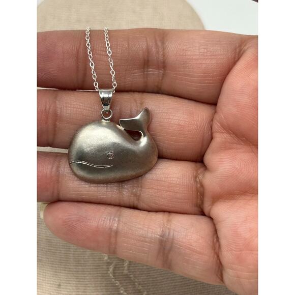 Marked 925 Matte Silver Whale Necklace - Picture 7 of 10